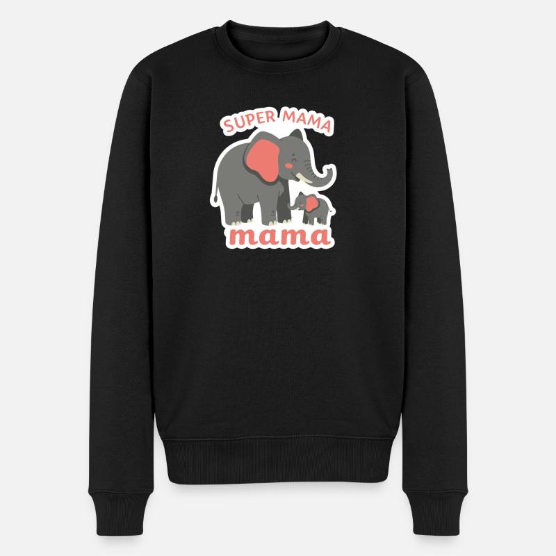 Super Elefant Mama - Männer Premium Bio Pullover - Schwarz