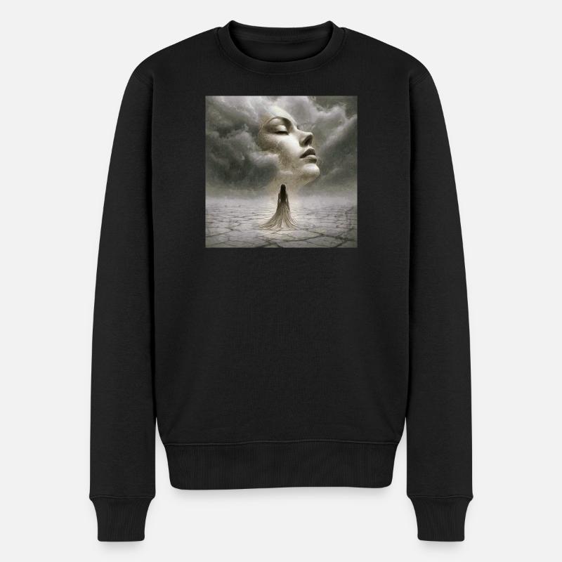 Rencontre silencieuse dans la tempête des pensées - Pull Premium bio Homme - noir