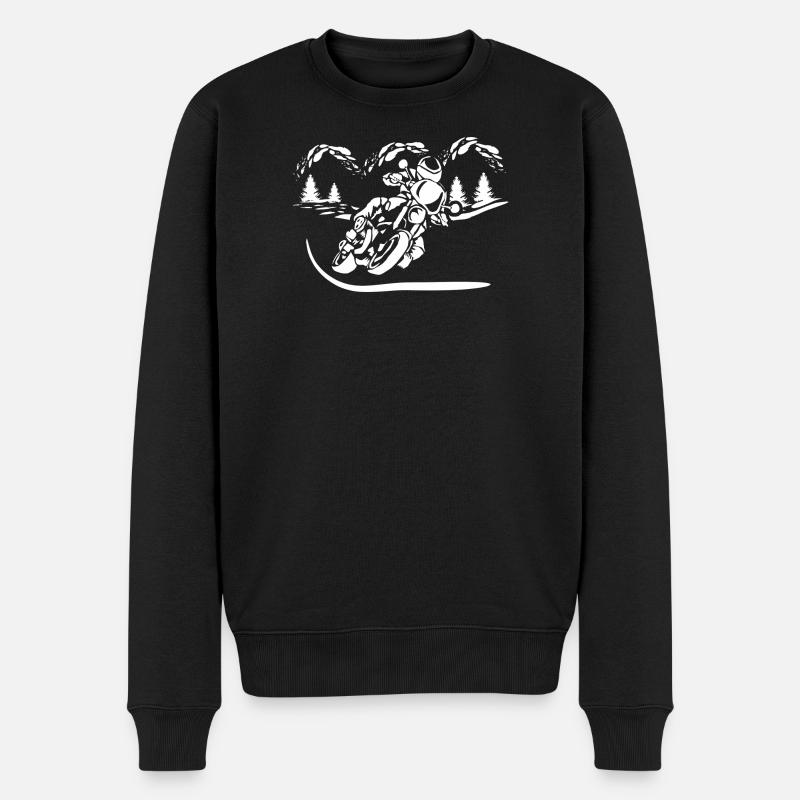 Silhouette de Moto Forêt - Pull Premium bio Homme - noir