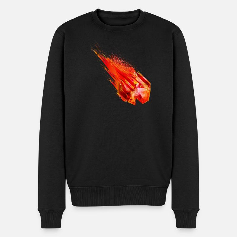 Glühender Asteroid mit Feuerschweif – Powerdesign - Männer Premium Bio Pullover - Schwarz