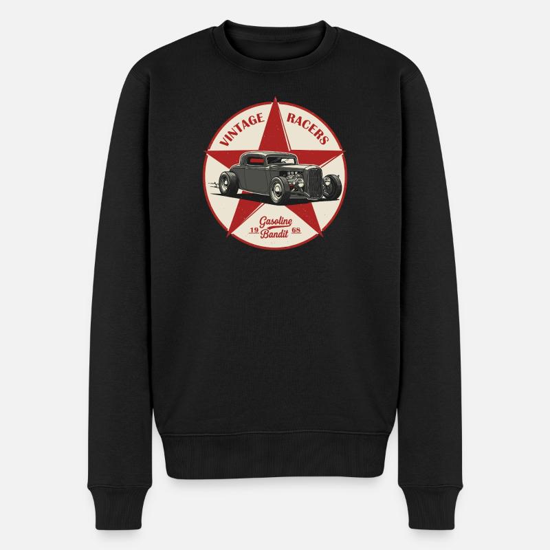 Vintage Hot Rod Car Design - Männer Premium Bio Pullover - Schwarz