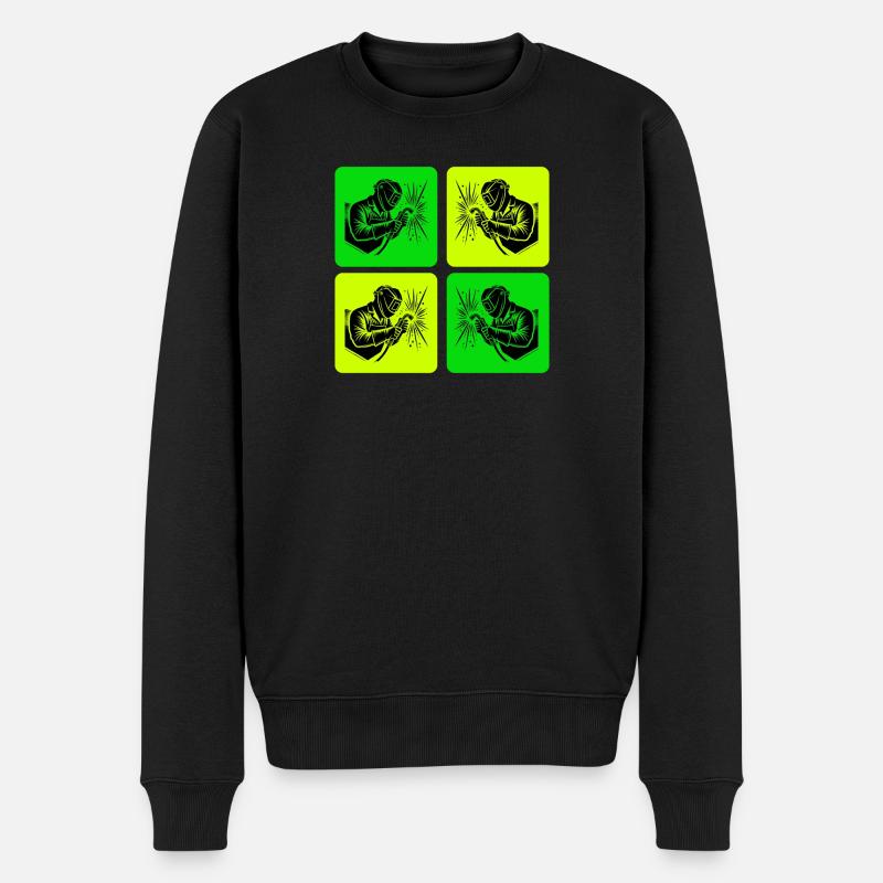 Schweißer im Retro-Style - Männer Premium Bio Pullover - Schwarz