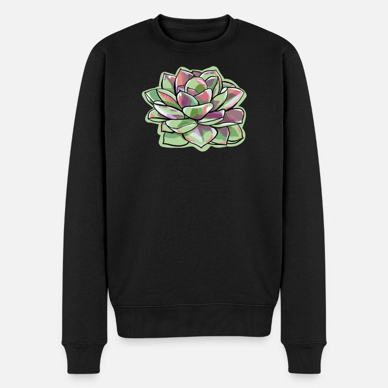 Echeveria Fettblattrosette Sukkulente - Männer Premium Bio Pullover - Schwarz