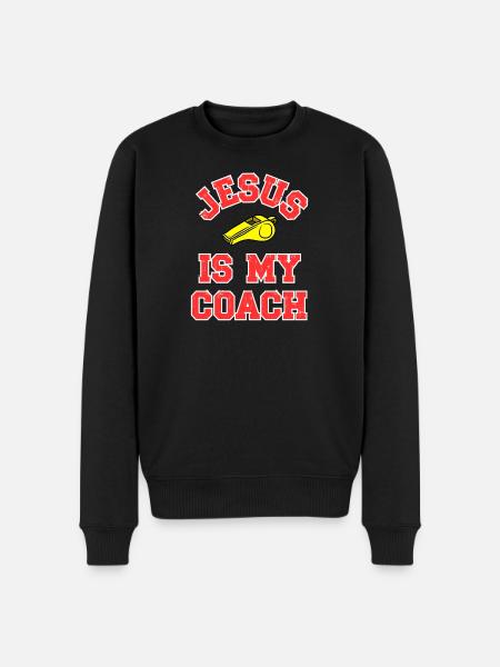 Jesus as a Coach Motivational Design - Men's Premium Organic Jumper - black