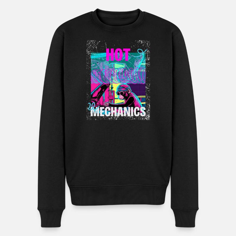 Hot Mechanics – Neon Monkey Garage Design - Männer Premium Bio Pullover - Schwarz