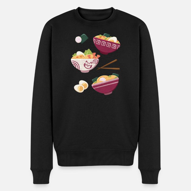 Ramen Japanisches Essen Katzen Design - Männer Premium Bio Pullover - Schwarz