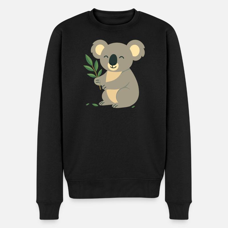 Koala souriant à l’eucalyptus - Pull Premium bio Homme - noir