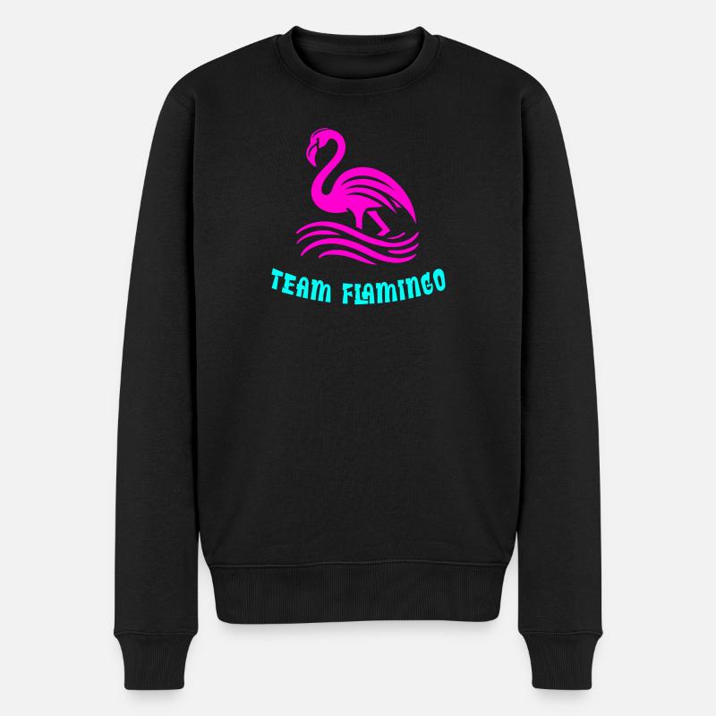 Team Flamingo - Männer Premium Bio Pullover - Schwarz