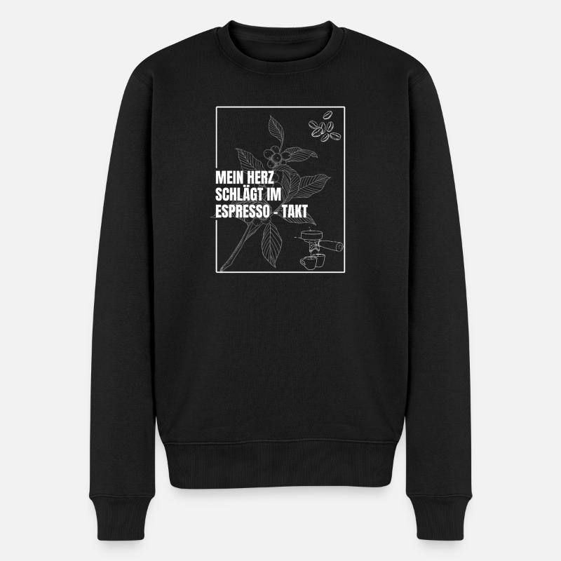 Mein Herz schlägt im Espresso-Takt - Männer Premium Bio Pullover - Schwarz
