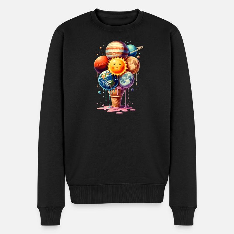 Eiscreme Planeten Waffeleis Sonnensystem - Männer Premium Bio Pullover - Schwarz