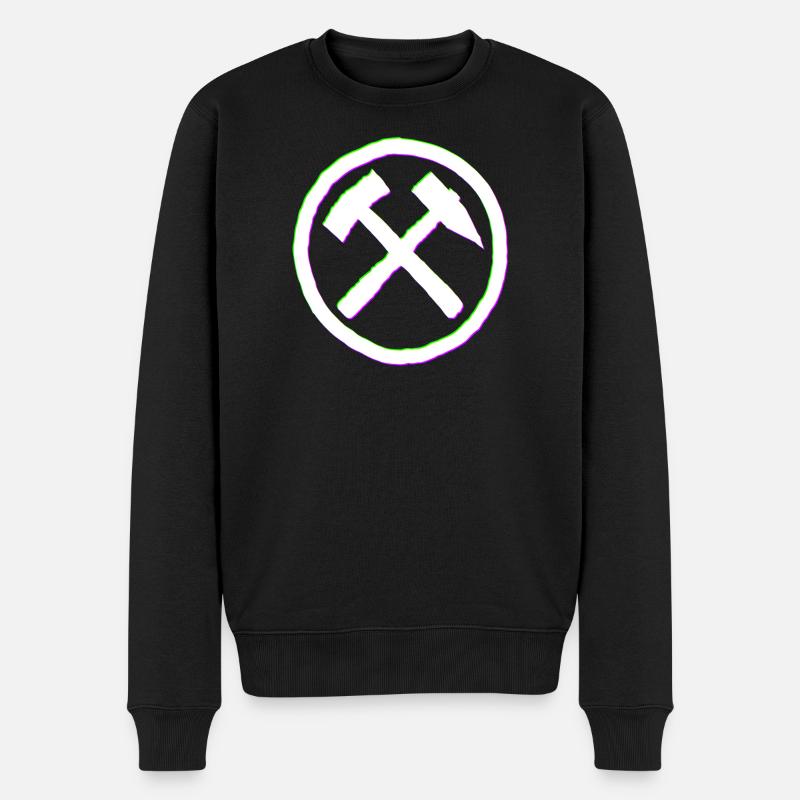 Ruhrpott Hammer Schlegel Glitch - Männer Premium Bio Pullover - Schwarz