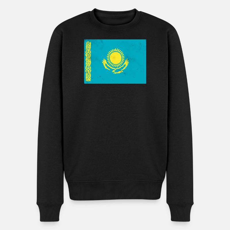 Flagge von Kasachstan - Männer Premium Bio Pullover - Schwarz