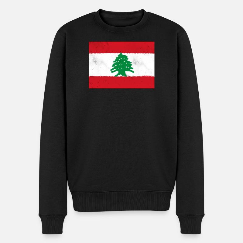 Flagge des Libanon - Männer Premium Bio Pullover - Schwarz