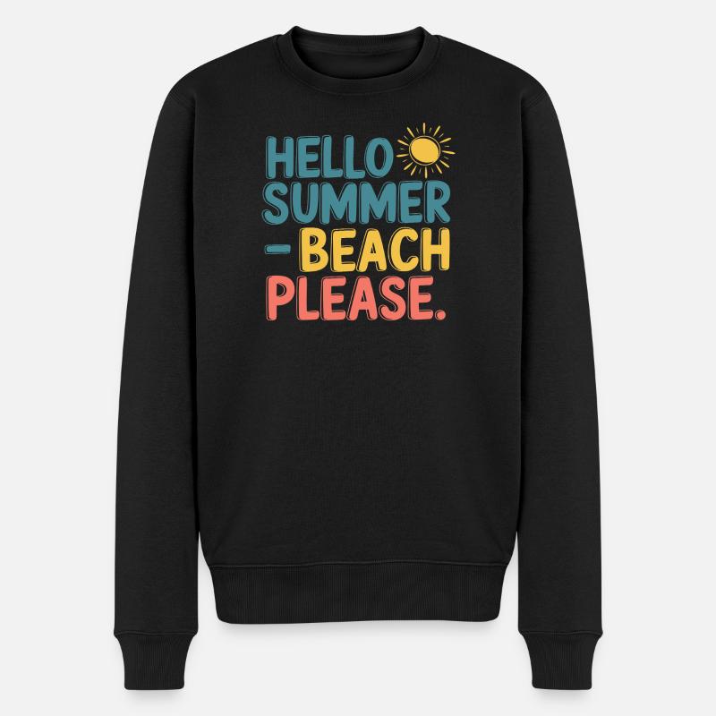 Hello Summer – Beach Please! - Männer Premium Bio Pullover - Schwarz