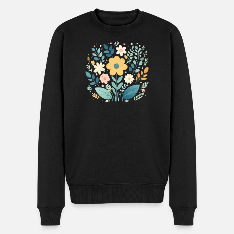 Douce floraison florale pastel - Boho Botanical - Pull Premium bio Homme - noir