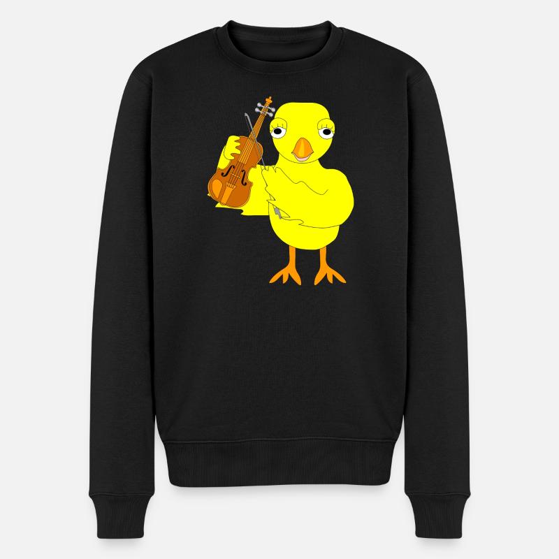 Geige Küken - Männer Premium Bio Pullover - Schwarz