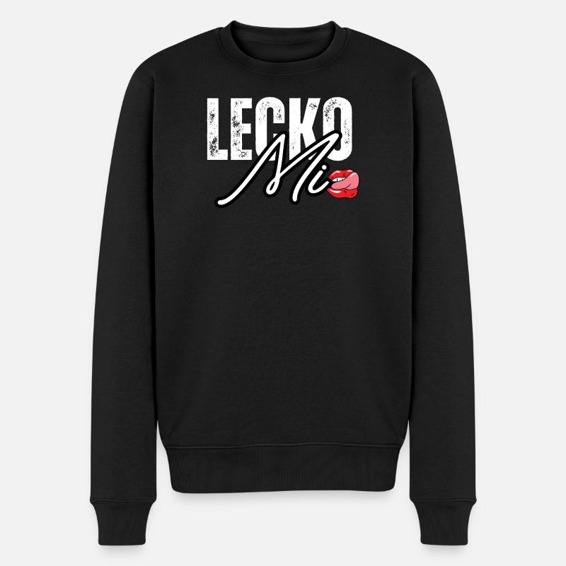 Lederoptik mit Lippenakzent - Männer Premium Bio Pullover - Schwarz