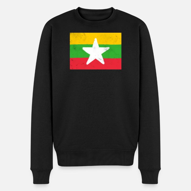 Flagge von Myanmar - Männer Premium Bio Pullover - Schwarz