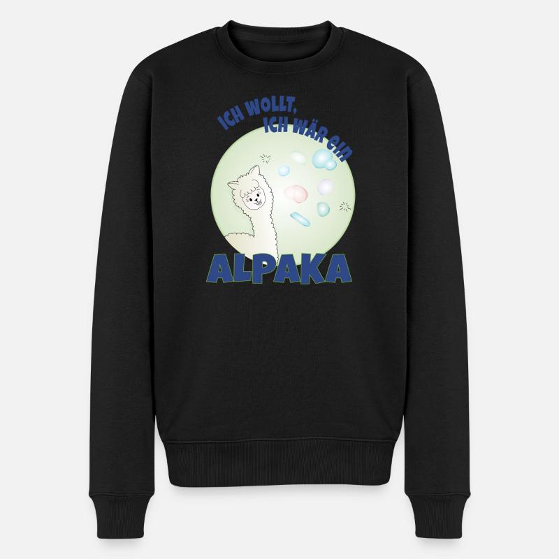 Ich wollt, ich wär ein Alpaka - Männer Premium Bio Pullover - Schwarz