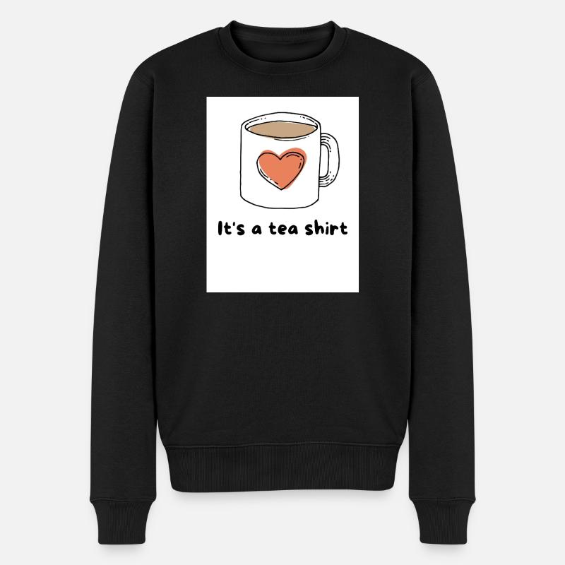 Herz Kaffeebecher Tee Shirt Design - Männer Premium Bio Pullover - Schwarz