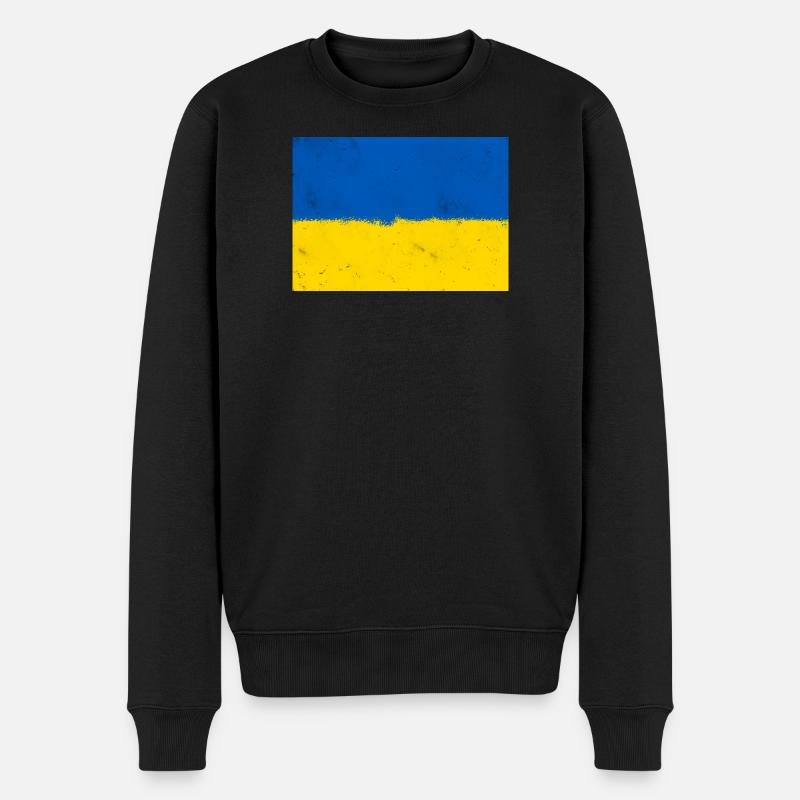 Flagge der Ukraine - Männer Premium Bio Pullover - Schwarz