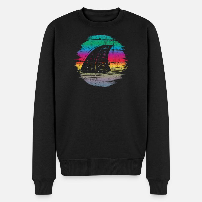coucher de soleil surfer vague illustration - Pull Premium bio Homme - noir