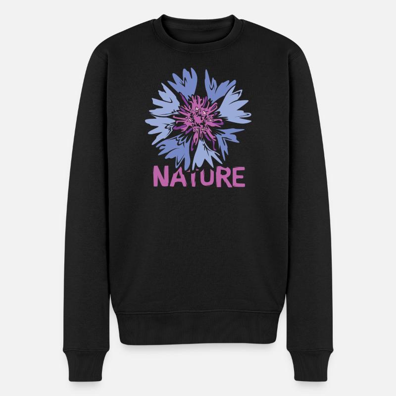 Blumen Nature Design – Wildblume Illustration - Männer Premium Bio Pullover - Schwarz