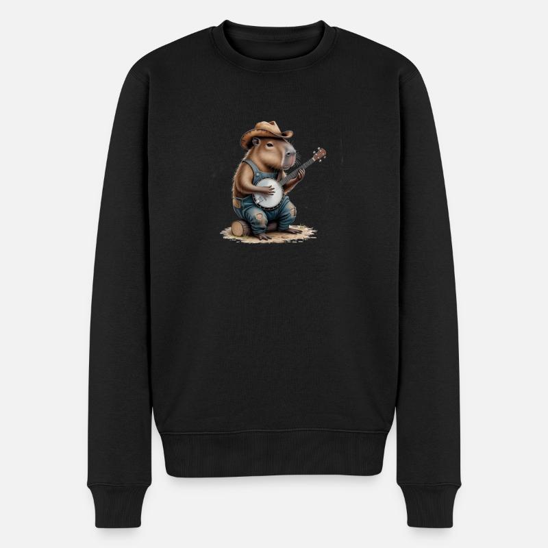 Cool Capybara jouant du banjo - Pull Premium bio Homme - noir