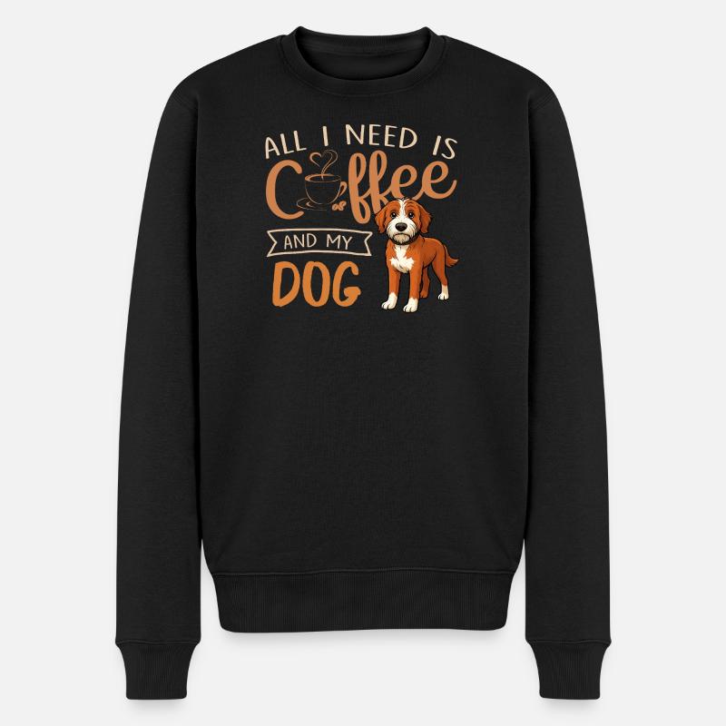 Kaffee, Hund und ich - Männer Premium Bio Pullover - Schwarz