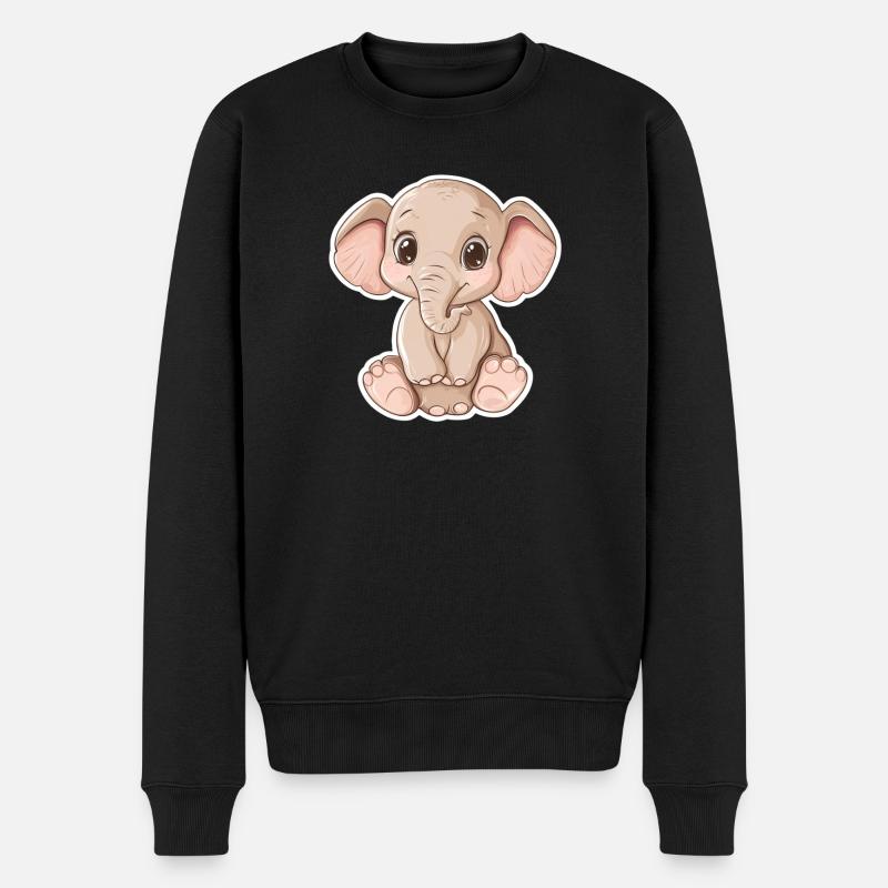 Elefant - Männer Premium Bio Pullover - Schwarz