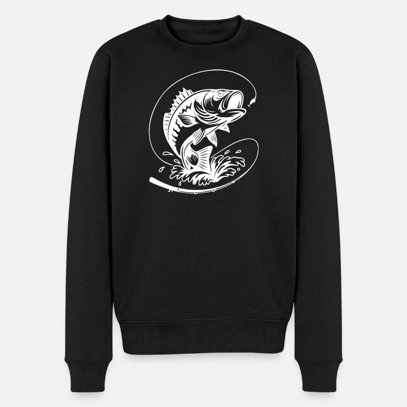 Dynamische Barschfisch-Illustration - Männer Premium Bio Pullover - Schwarz