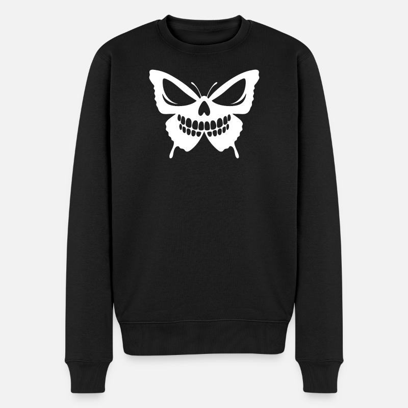 Totenkopf Schmetterling Fusion Design - Männer Premium Bio Pullover - Schwarz