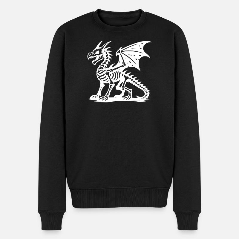 Mythischer Drache Skelett Retro Design - Männer Premium Bio Pullover - Schwarz