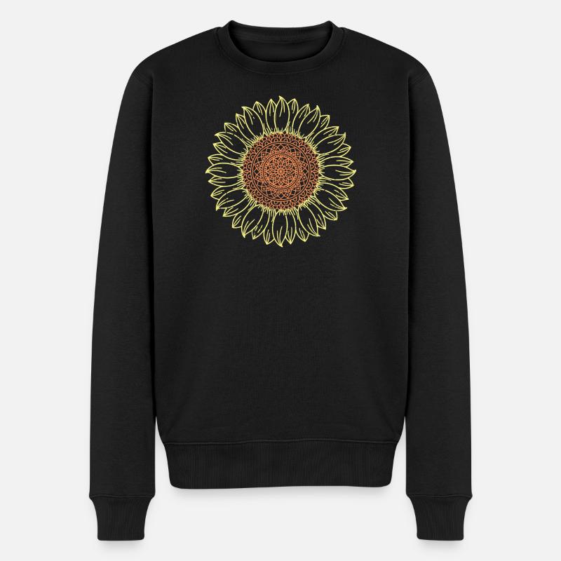 Conception complexe de mandala tournesol - Pull Premium bio Homme - noir