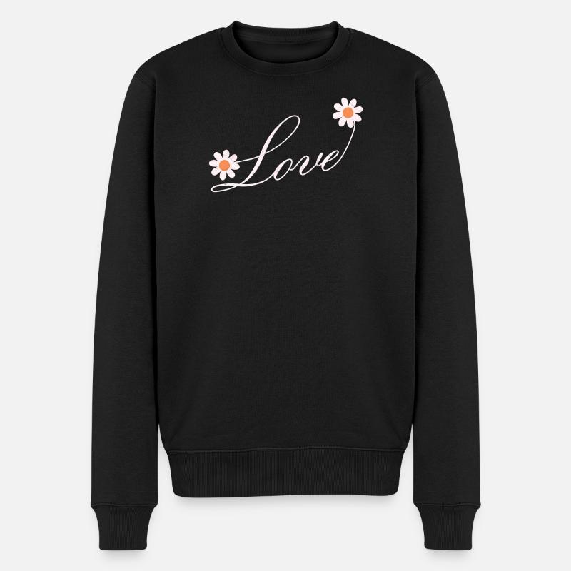 Blumenliebe Skript Design - Männer Premium Bio Pullover - Schwarz