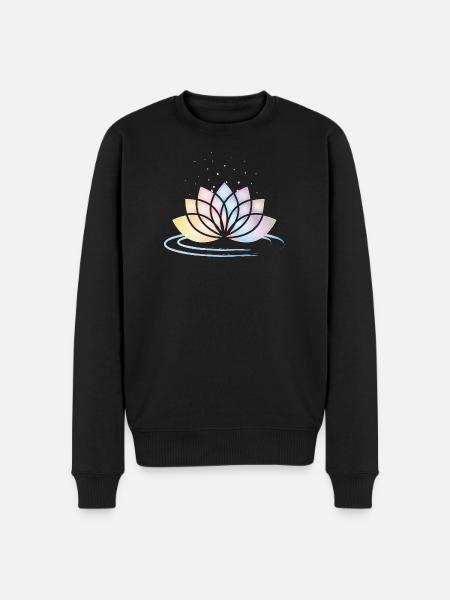 Stylized Pastel Flower Symbol with Water - Men's Premium Organic Jumper - black