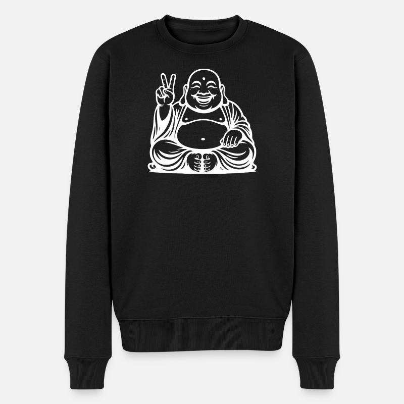 Conception de Bouddha riant joyeux - Pull Premium bio Homme - noir