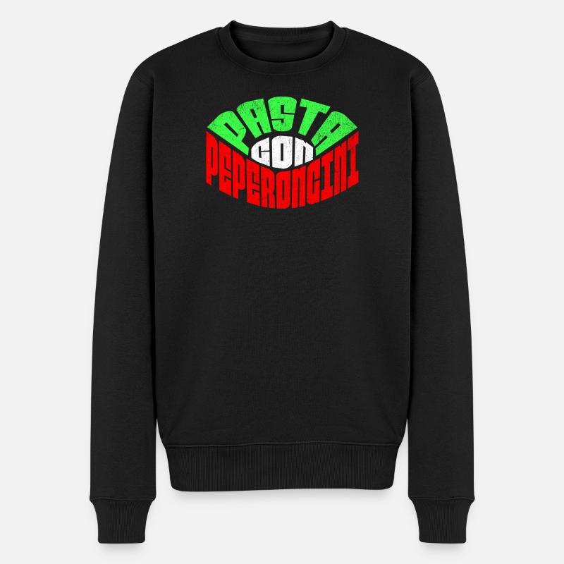 Pasta Peperoncini T-Shirt – Italien Retro Flagge - Männer Premium Bio Pullover - Schwarz