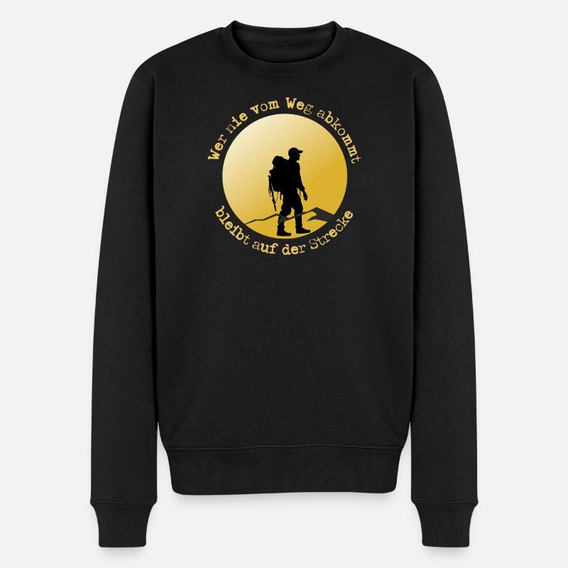 Wanderer auf der Straße - Männer Premium Bio Pullover - Schwarz