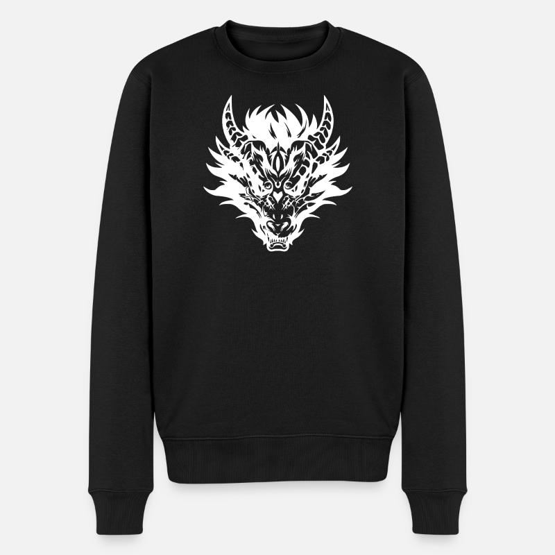 Kompliziertes Design der Stammesdrachenmaske - Männer Premium Bio Pullover - Schwarz