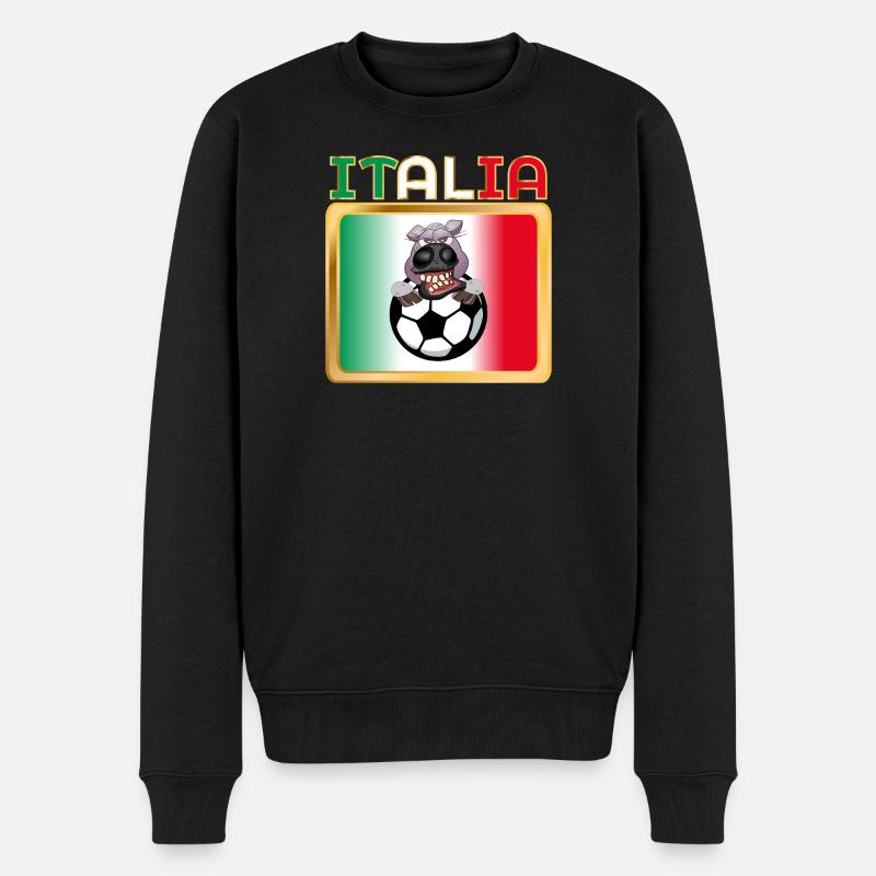 Italien Pferde Fußball - Männer Premium Bio Pullover - Schwarz