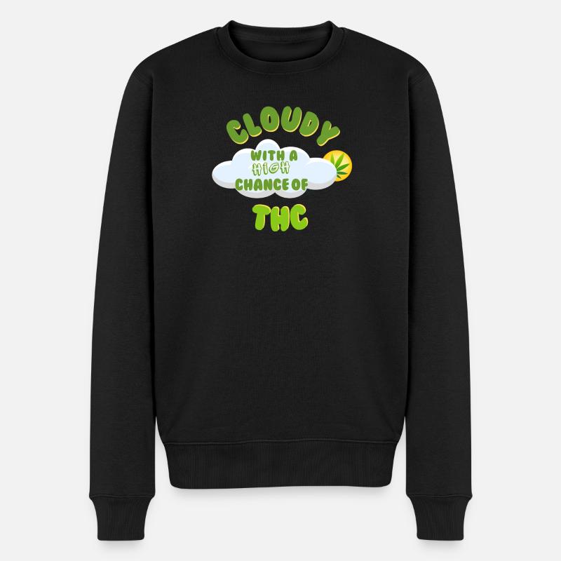 Wolkiges THC-Feier-Design - Männer Premium Bio Pullover - Schwarz