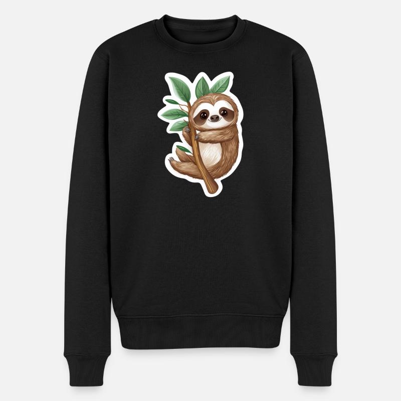 Faultier - Männer Premium Bio Pullover - Schwarz