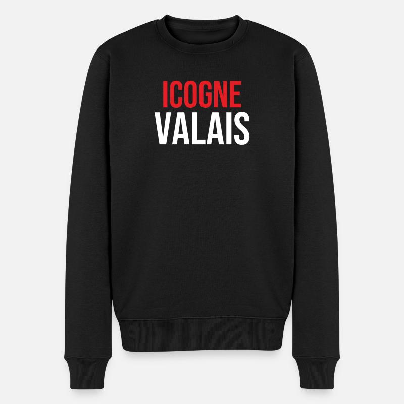 Icogne Valais T-Shirt - Männer Premium Bio Pullover - Schwarz