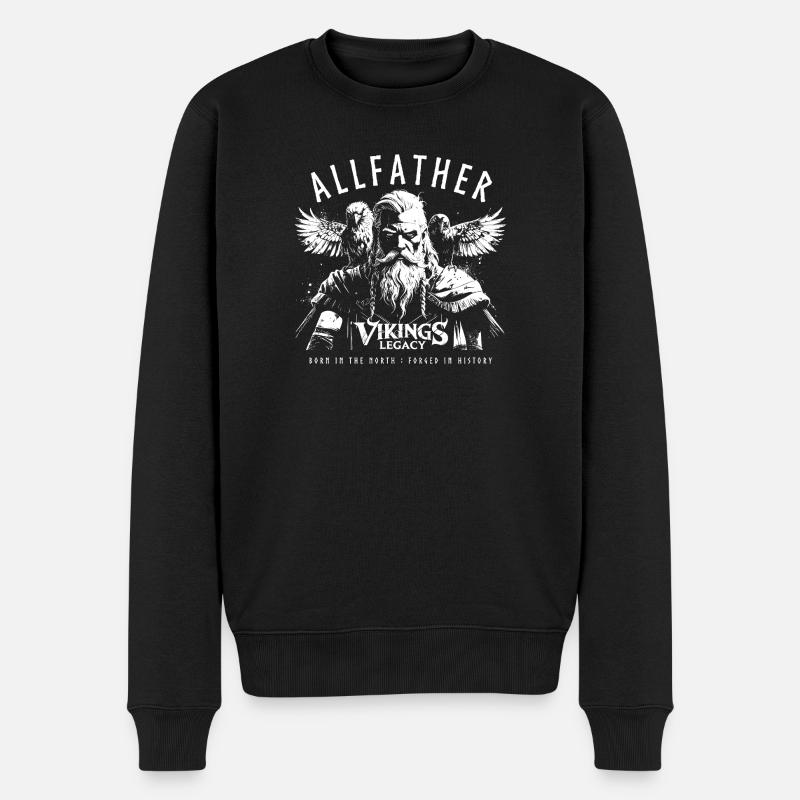 Allfather - Odin mit Hugin und Munin - Männer Premium Bio Pullover - Schwarz