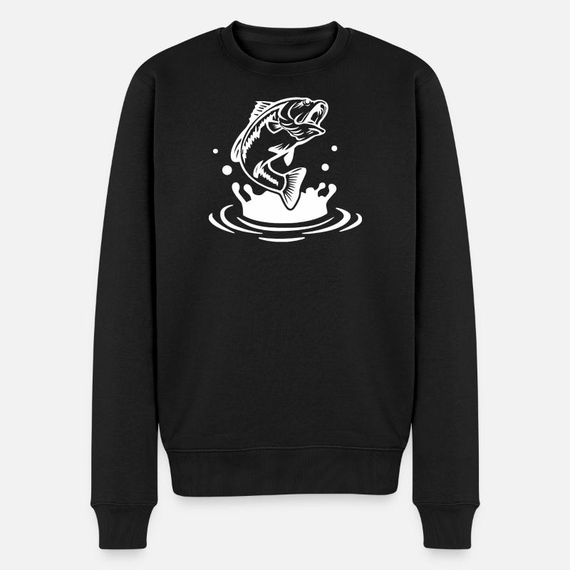 Dynamische Fischsprung-Illustration - Männer Premium Bio Pullover - Schwarz