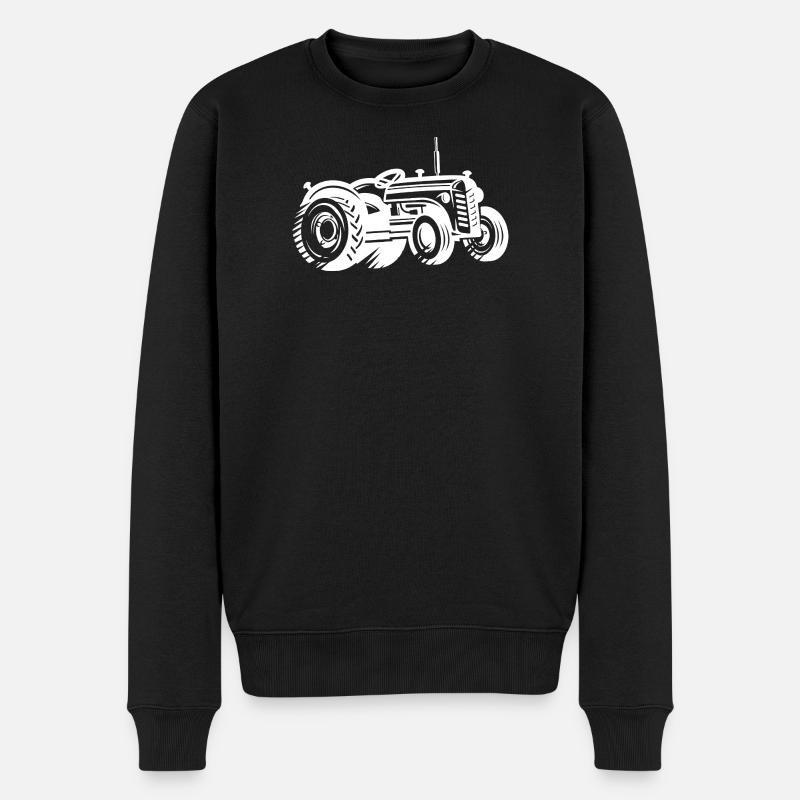 Traktor Silhouette Bauer Landwirtschaft - Männer Premium Bio Pullover - Schwarz
