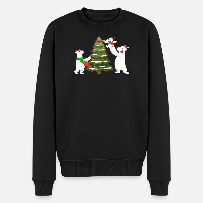Ours polaires festifs avec arbre de Noël - Pull Premium bio Homme - noir