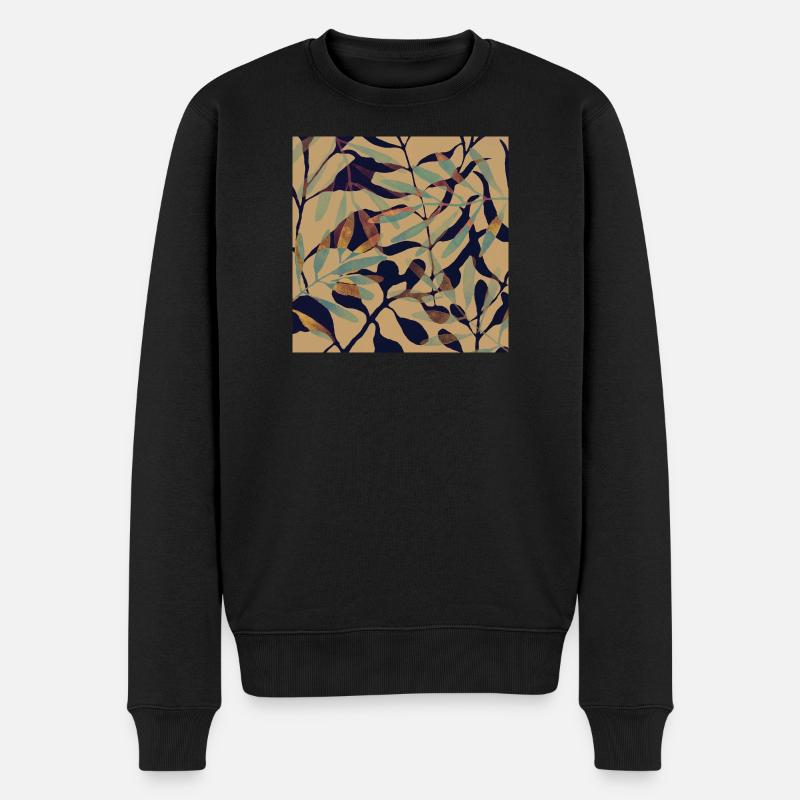 Geröstete Blätter - Männer Premium Bio Pullover - Schwarz