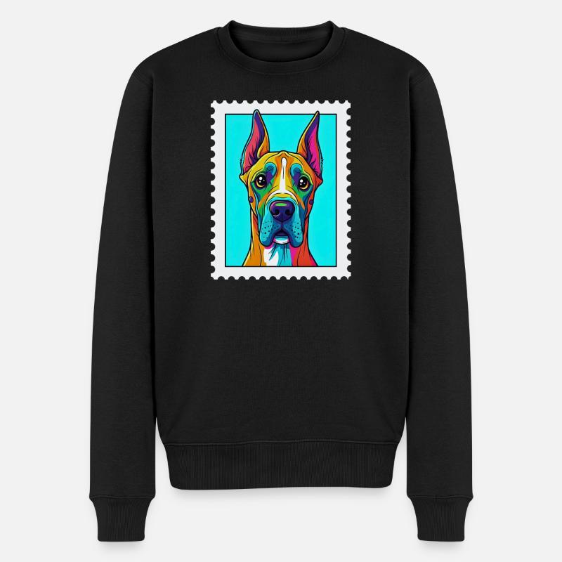 Farbenfroher Hund in Pop-Art Stil - Männer Premium Bio Pullover - Schwarz